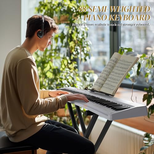 88 Keys Weighted Digital Piano with Stand, Bag, Pedal, Headphones S2650