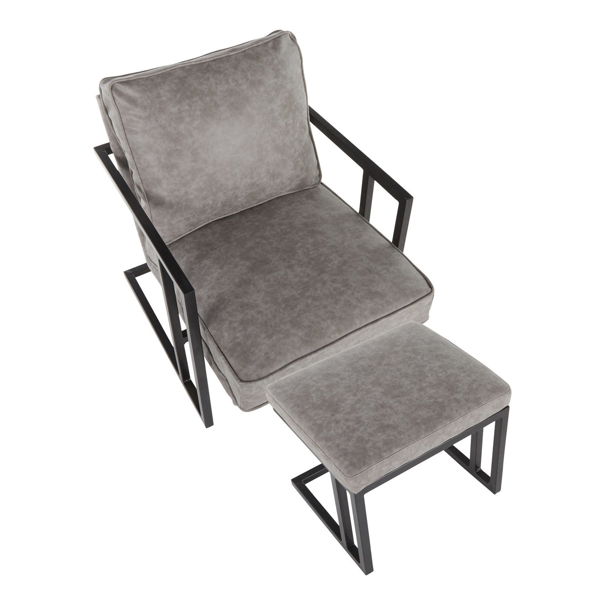 Black/Gray Lounge Chair And Ottoman Set H54026