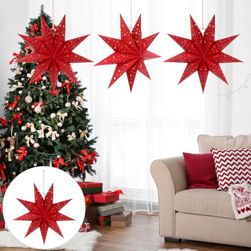 3Pcs Paper Star Lantern Lampshade Hanging Decorations M70455