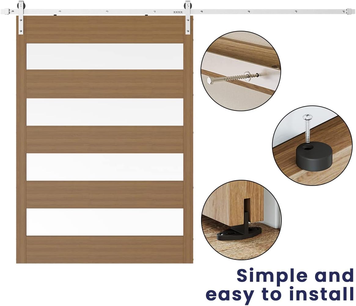 Brushed Nickel Sliding Barn Door Hardware Kit, Fit 36"-40" Wide Door Panel W162682