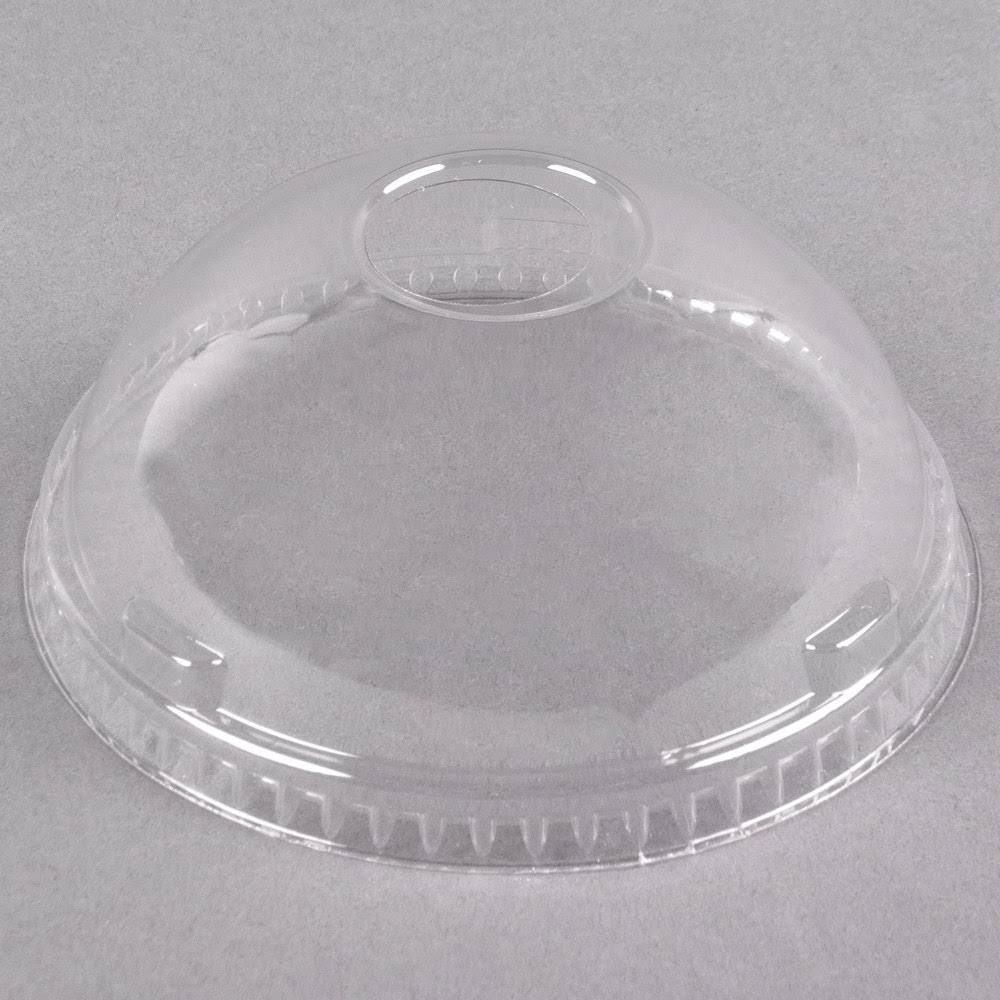 32 oz Clear Plastic Dome Lid with Hole U2085
