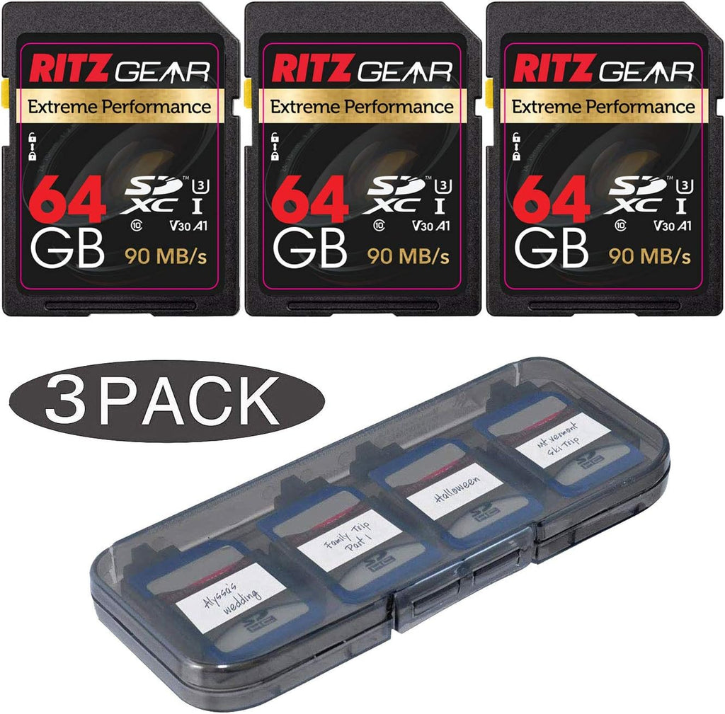 64GB UHS-I SDXC Memory Card 3 Units + Holder Pack of 2 X88349