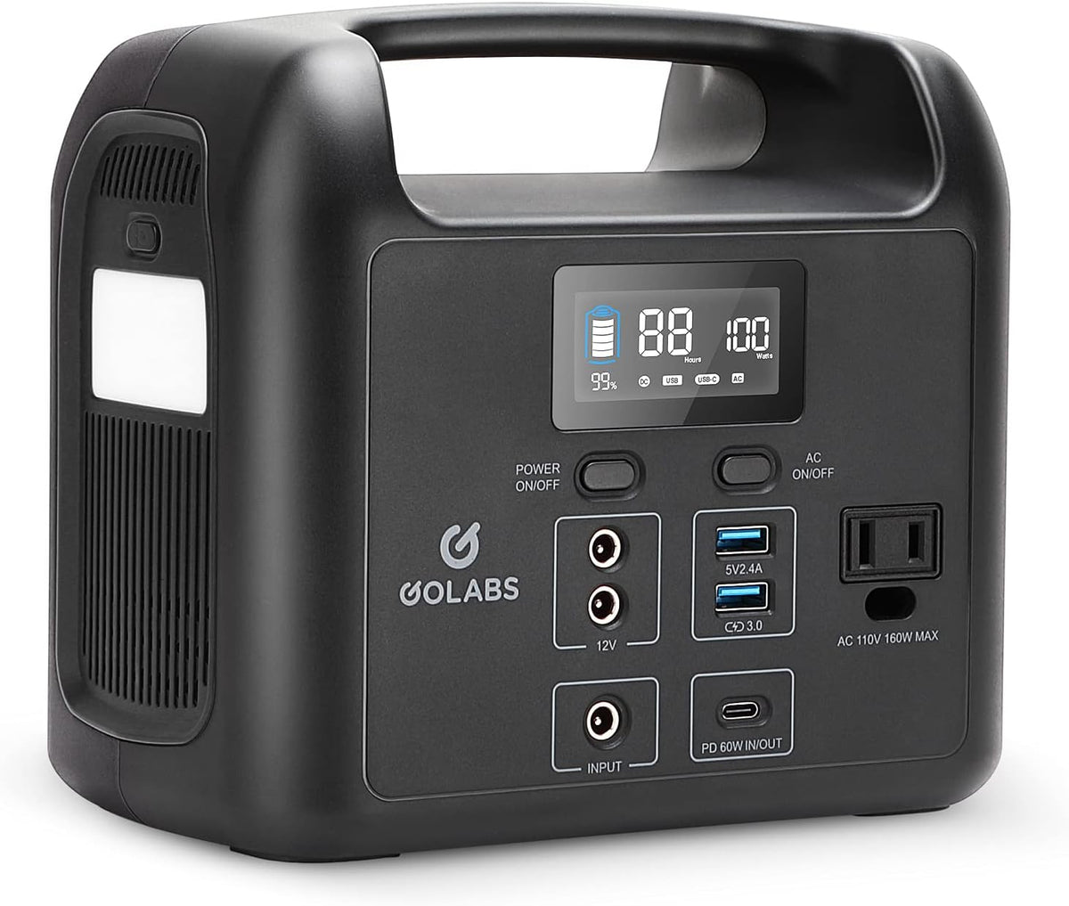 Portable Power Station 204Wh LiFePO4 Battery 160W AC Black I417
