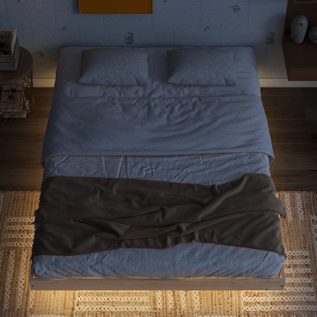Full Size Low Profile Platform Bed with LED Lights S816