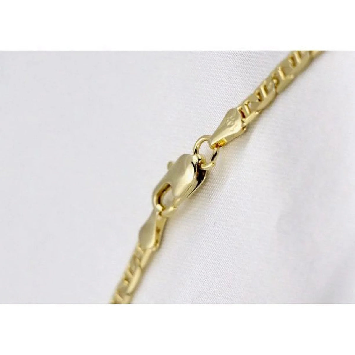 14K Bonded Gold Cuban Chain Necklace with Initial Letters Charm T2407
