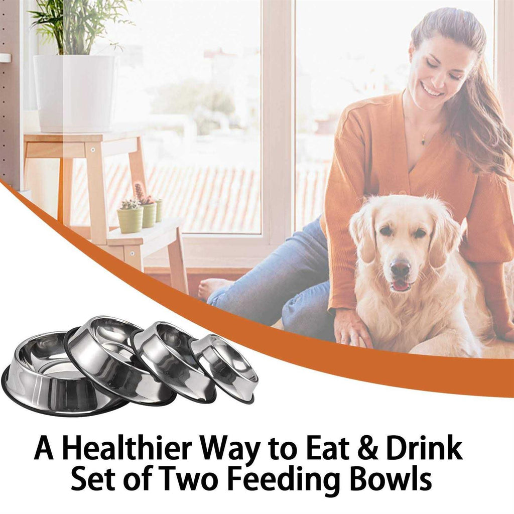 2 Packs Stainless Steel Dog Bowl with Anti-Skid Rubber Base L255340