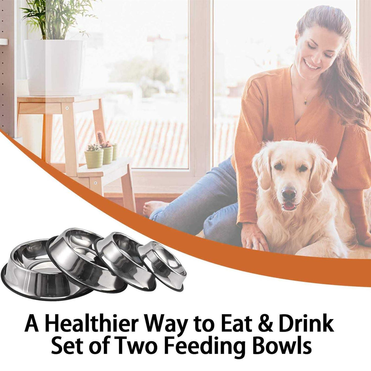 2 Packs Stainless Steel Dog Bowl with Anti-Skid Rubber Base L255340