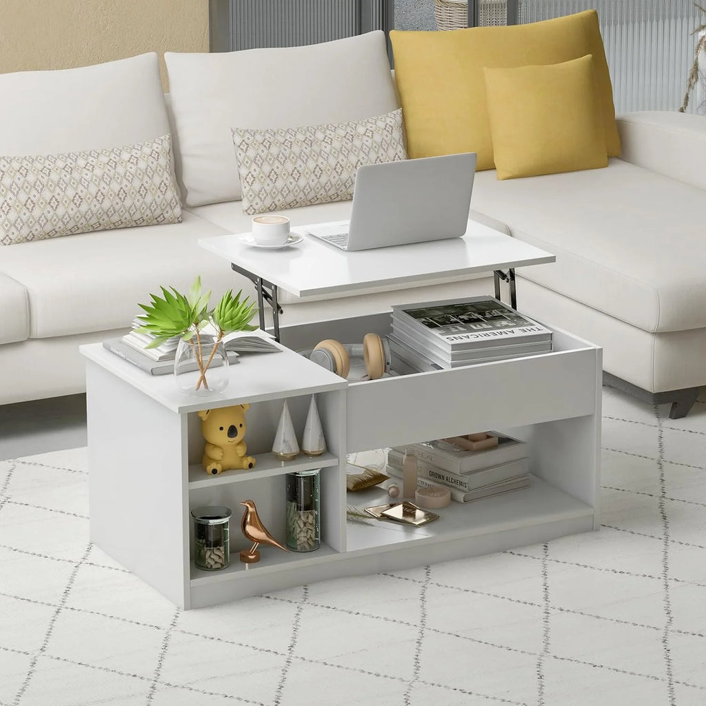 Lift-Top Coffee Table with Compartments Wood Rectangular G317703