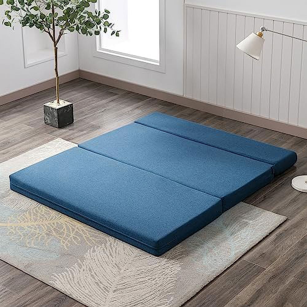 Twin Folding Sofa Bed with Memory Foam Mattress Linen Fabric K1166