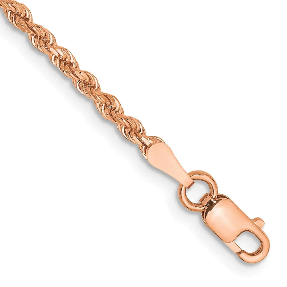 14 Karat Rose Gold 2mm Rope Chain Anklet D654322