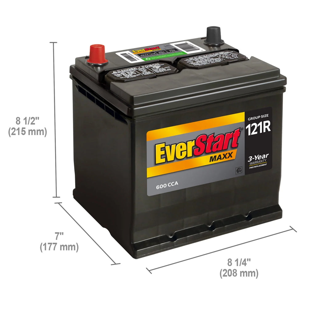Lead Acid Automotive Battery, Group Size 121R 12 Volt, 600 CCA J68511