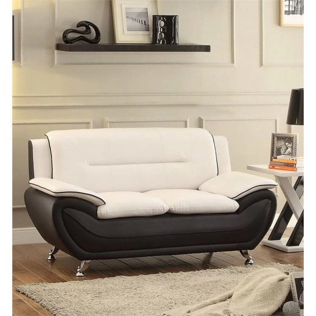 2 Piece Living Room Set with Loveseat and Armchair in Black/Beige Y938
