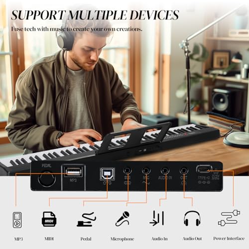 88 Keys Weighted Digital Piano with Stand, Bag, Pedal, Headphones S2650