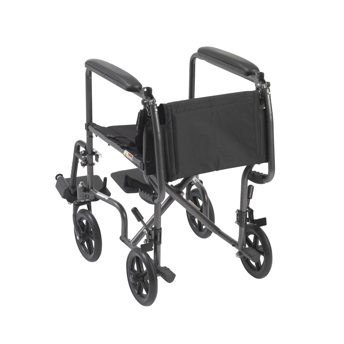 Lightweight Steel Transport Wheelchair, Fixed Full Arms, 19" Seat A3243