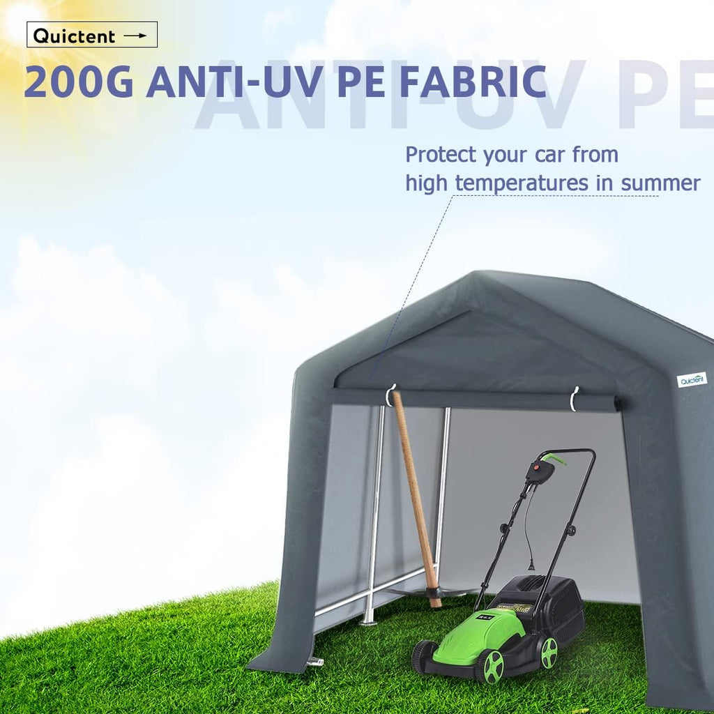 Gray 6x6 ft Portable Garage Shelter Outdoor Storage Shed Car Canopy Carport I60759