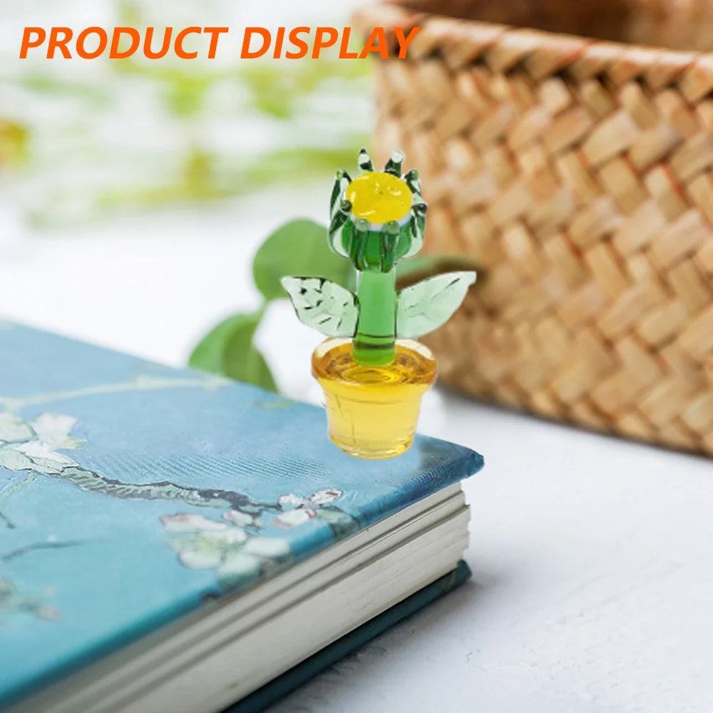 Handmade Blown Glass Cactus Figurines Desk Decorations P214