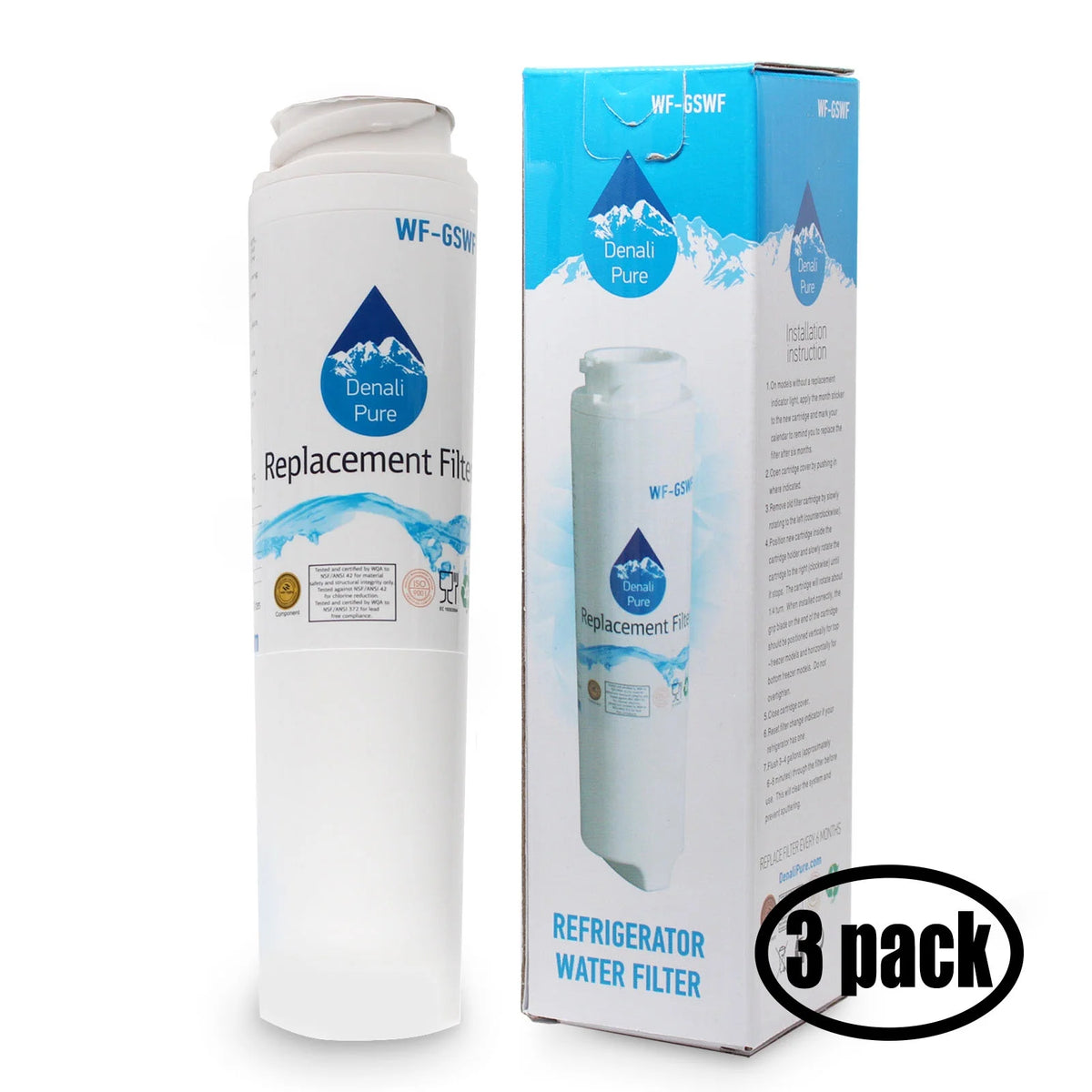 3-Pack Replacement Water Filter for Refrigerator S300650