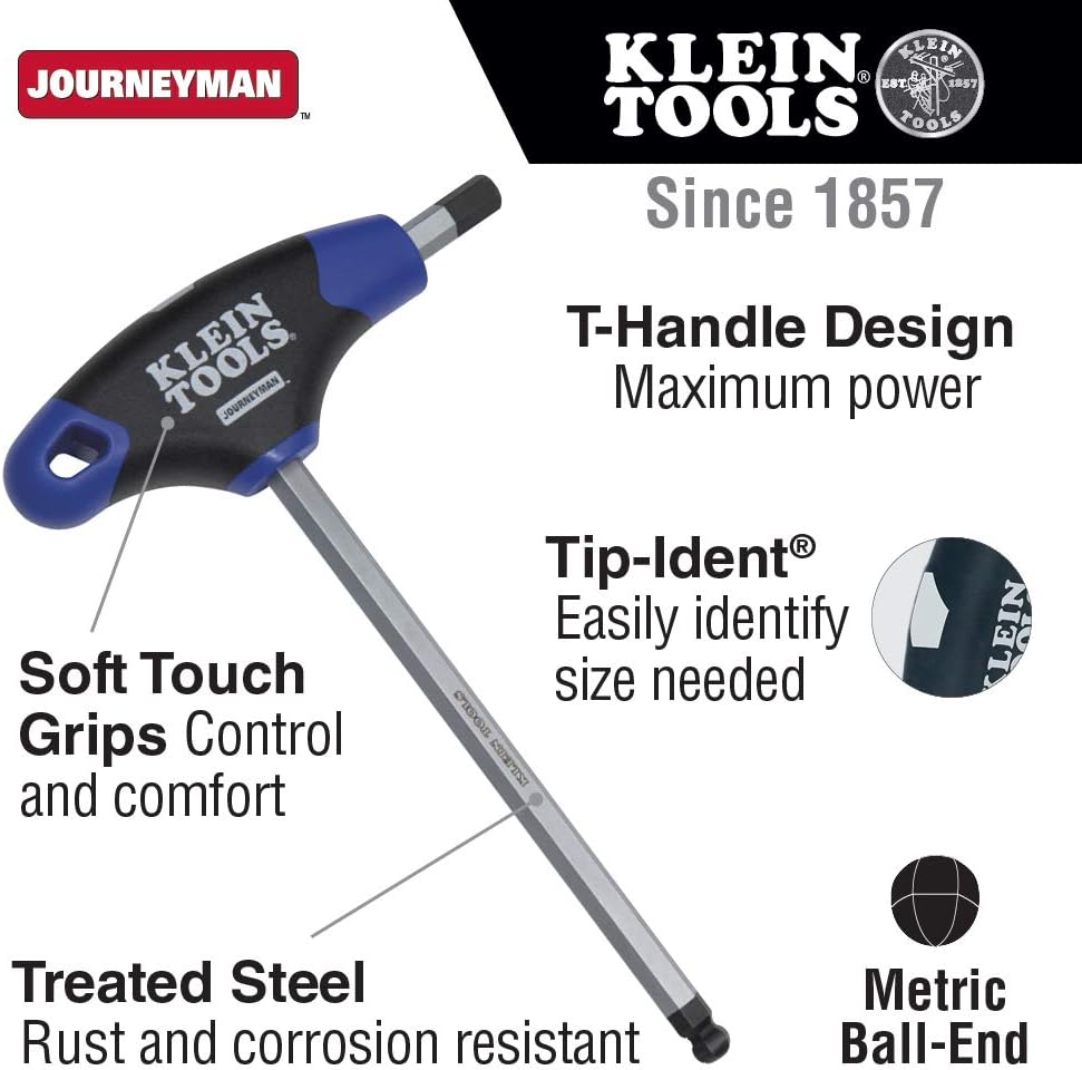 8-Piece Metric Ball End T-Handle Hex Key Allen Wrench Set with Stand I25470