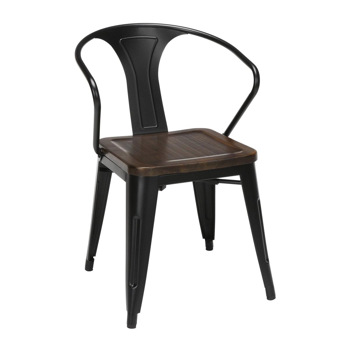 Black Walnut Metal Dining Chairs with Arms S7737