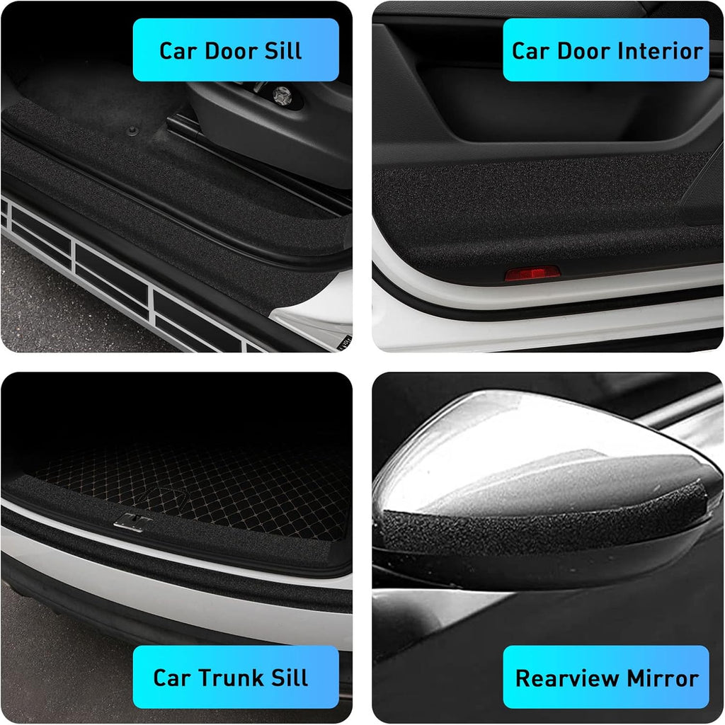 Anti-Slip Adhesive Car Door Sill Protector Sticker, Textured Black (16ft x 5cm) U86497