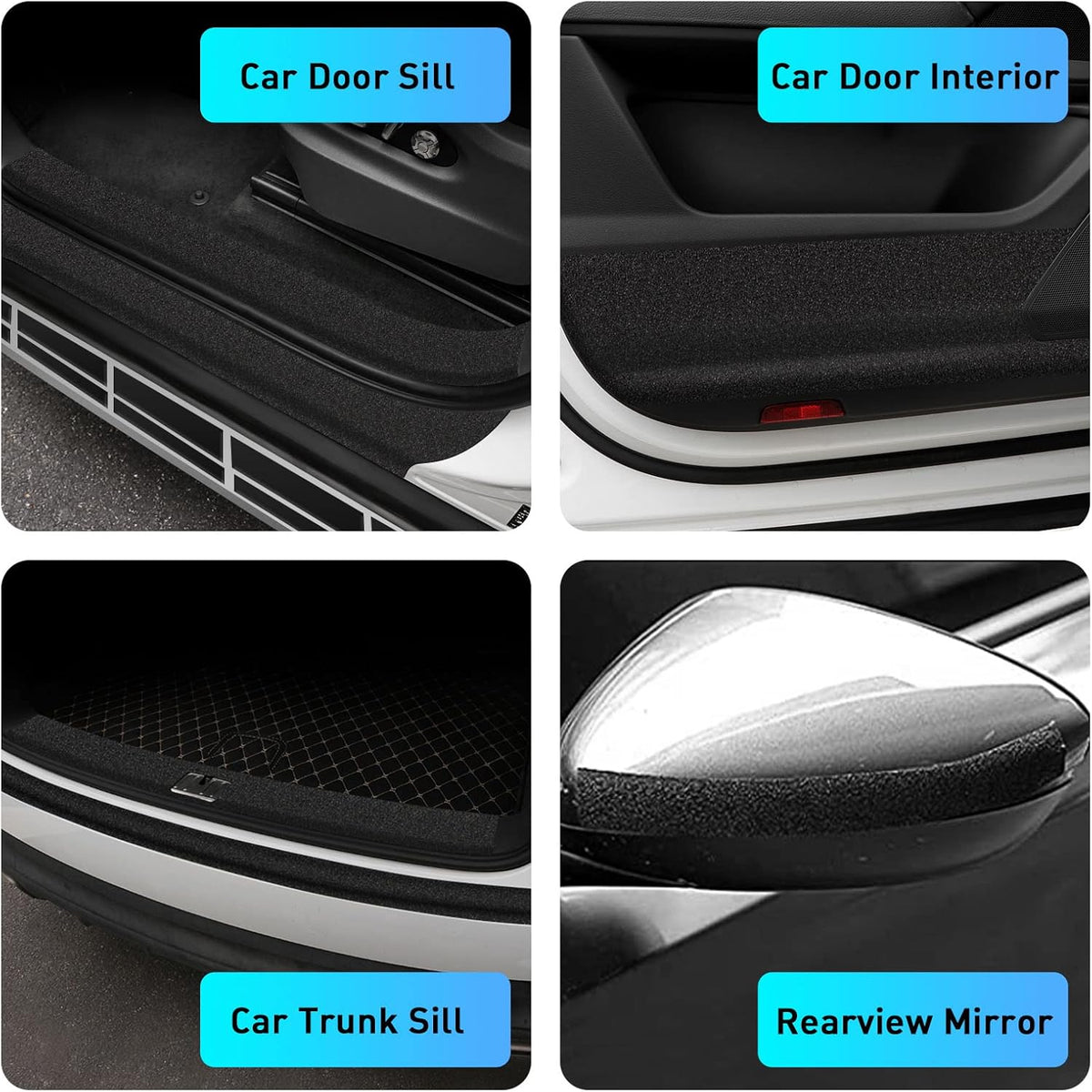 Anti-Slip Adhesive Car Door Sill Protector Sticker, Textured Black (16ft x 5cm) U86497