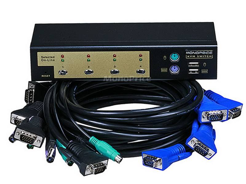 4-Port USB PS2 KVM Switch with Cables Y541