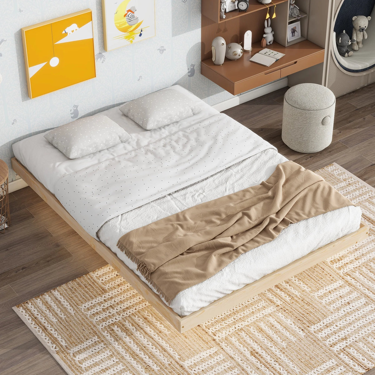 Full Size Low Profile Platform Bed with LED Lights S816