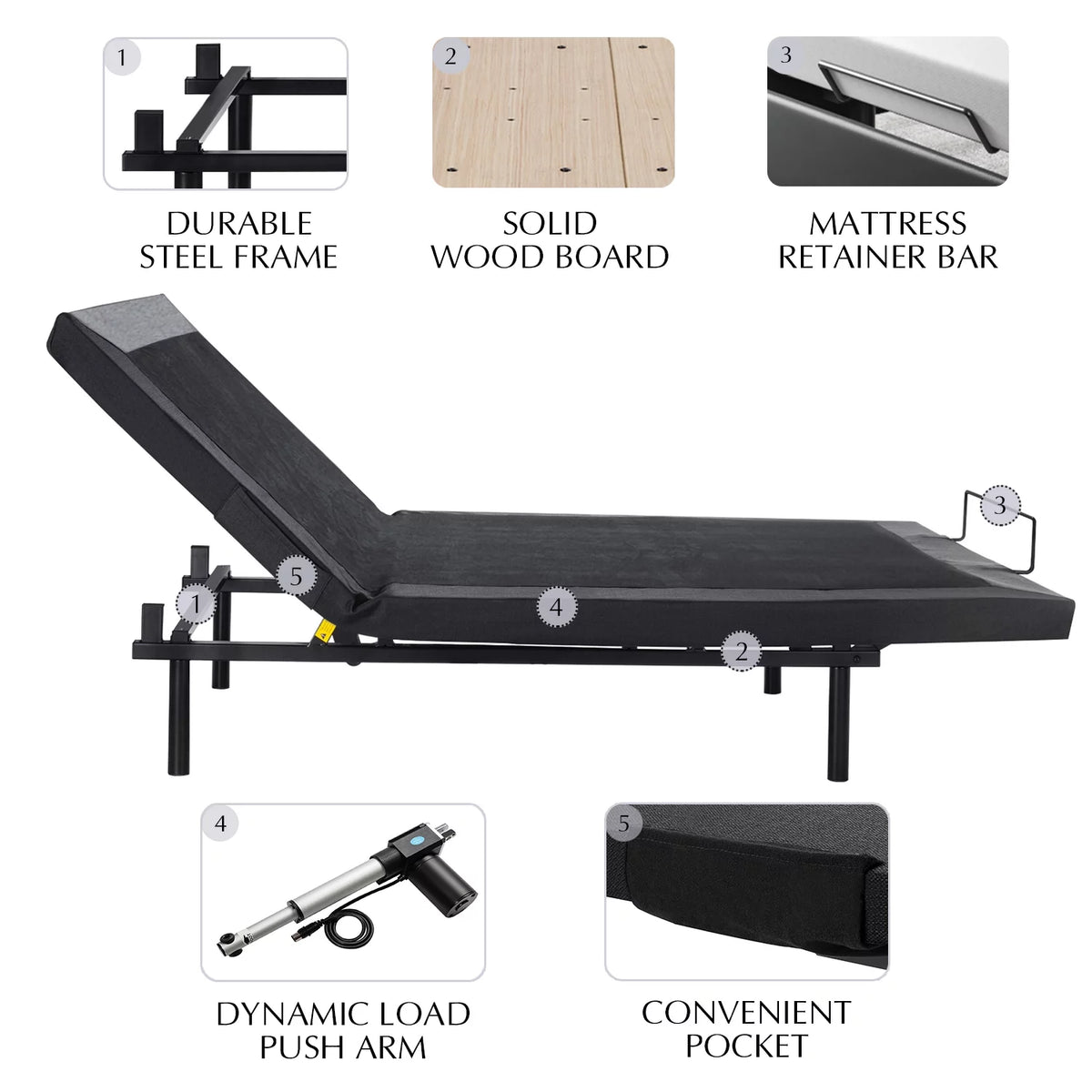 Queen Size Adjustable Bed with Wireless Remote S403791