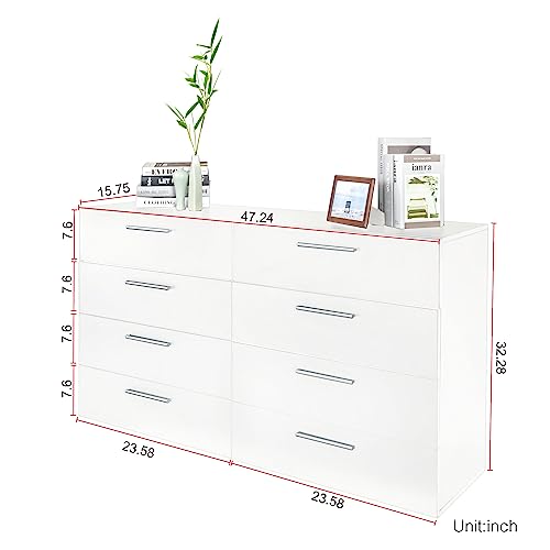 White 6-Drawer Double Dresser A65585