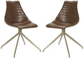 Light Brown Leather Swivel Dining Chair Set of 2 L461