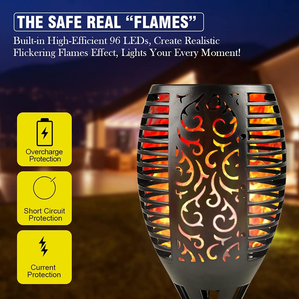 96 LED Waterproof Solar Tiki Torches 4 Pack W53419
