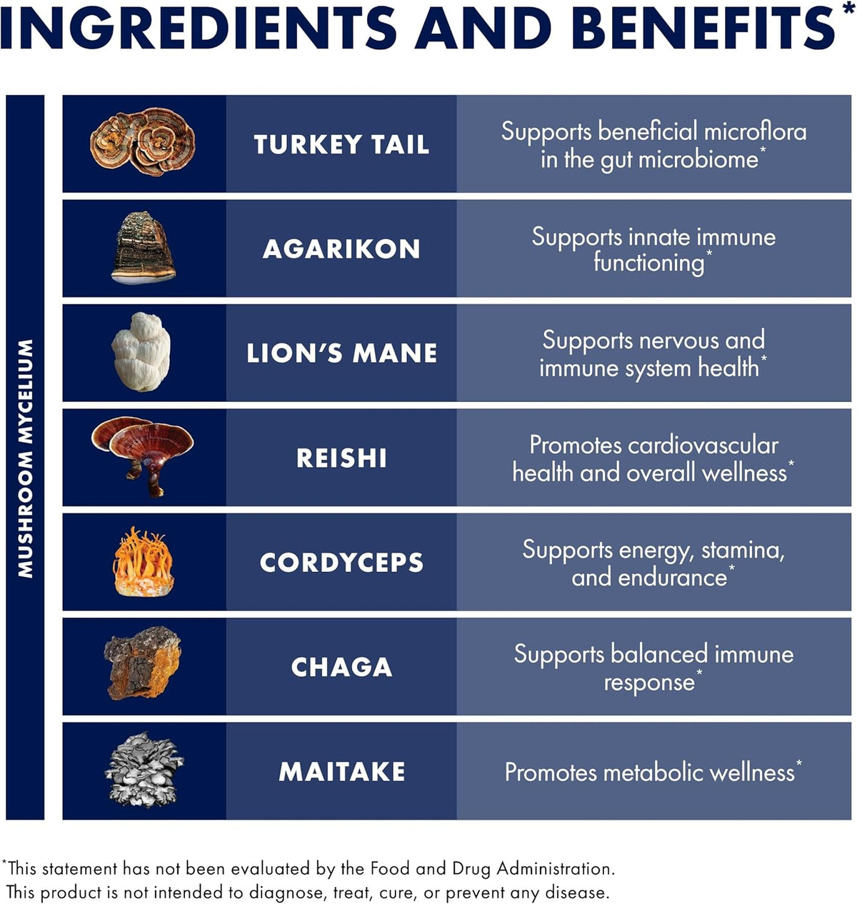 17 Species Blend Mushroom Supplement Powder, 100g (66 Servings) C292