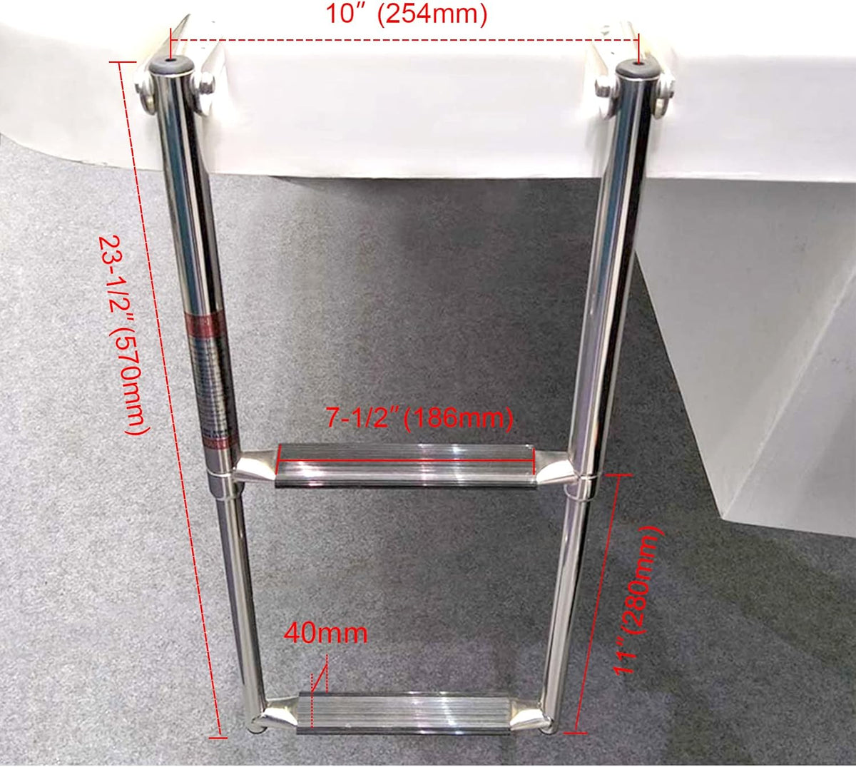 Telescoping 2 Step Stainless Steel Boat Drop Ladder Pack of 2 A7151