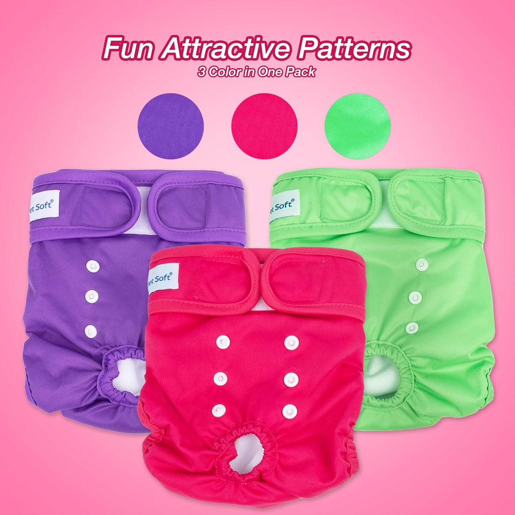 Soft Washable Female Dog Diapers (3 Pack, S) O938