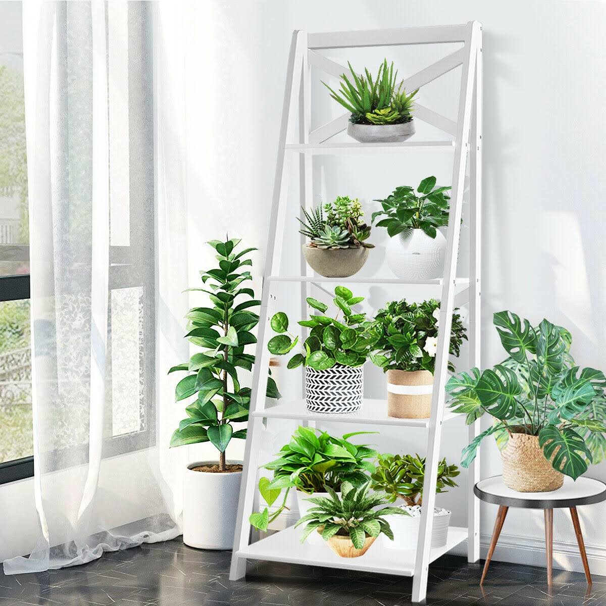 White 4-Tier Wood Display Storage Bookshelf K69438
