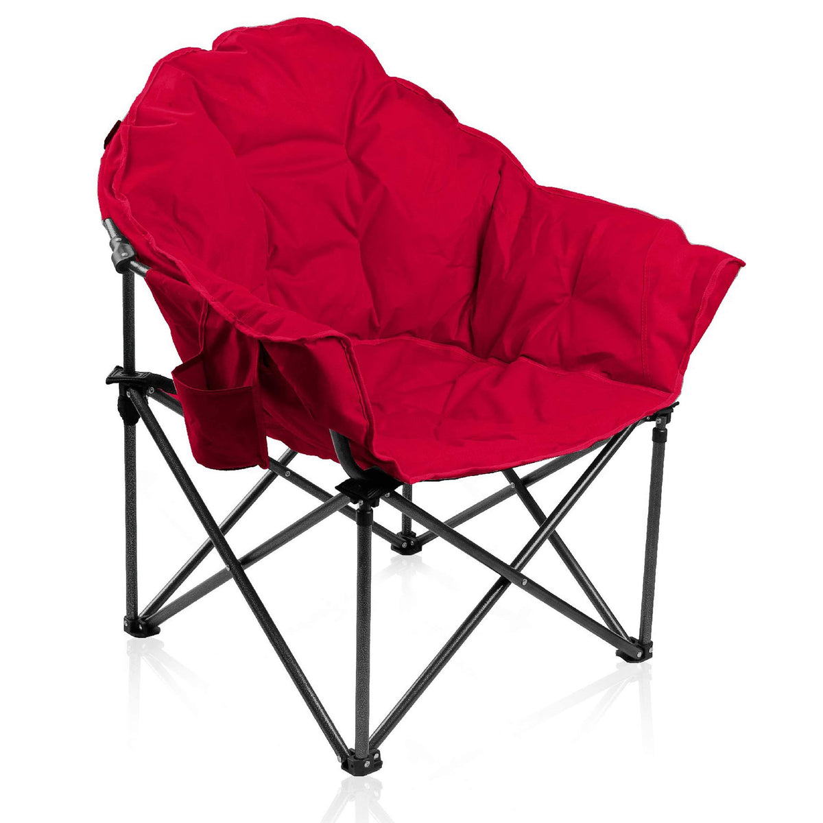 Oversized Moon Saucer Chair with Folding Cup Holder and Carry Bag - Red F213