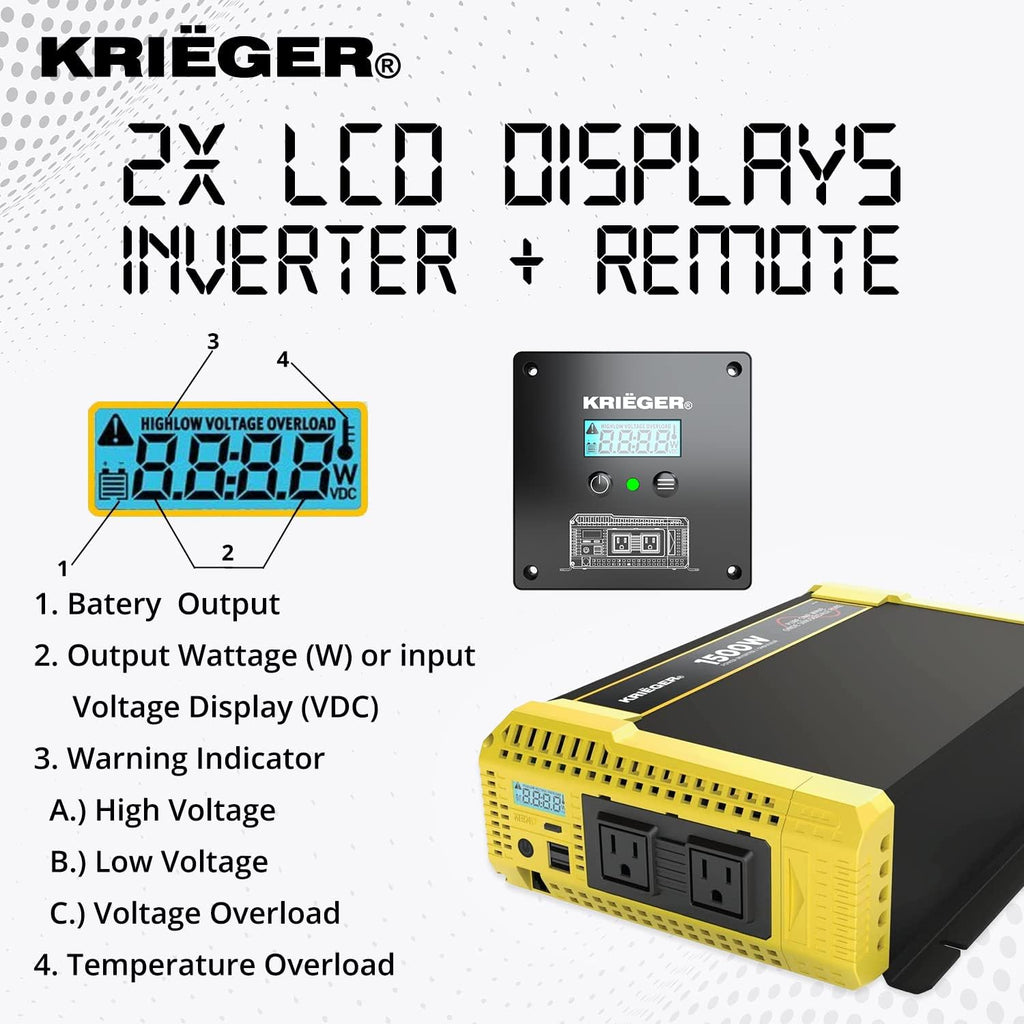 1500 Watt 12V Pure Sine Inverter Dual AC Outlets & USB X46303