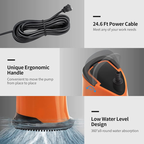 1100 GPH Submersible Water Pump with Adjustable Bottom Filter, Pack of 2 E588440