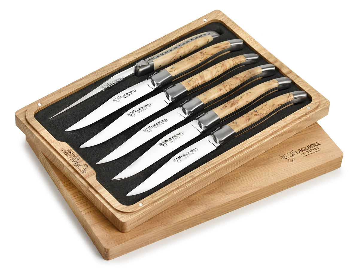 6-Piece Stainless Steel Steak Knife Set with Birchwood Handles J4840