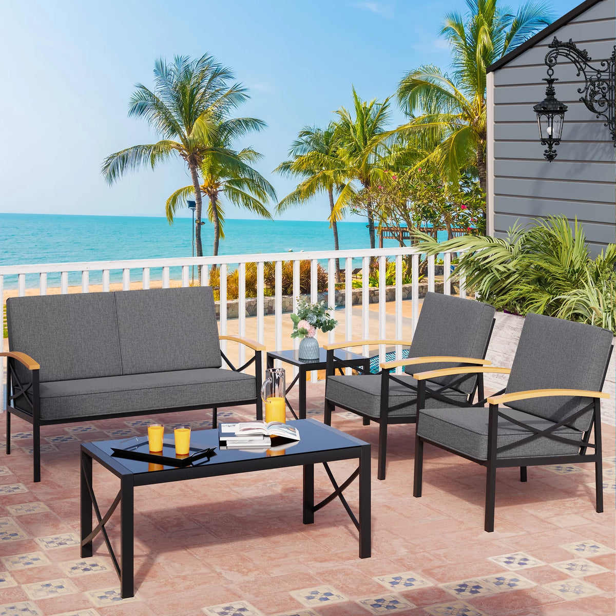 5 Piece Patio Conversation Sectional Set A3670