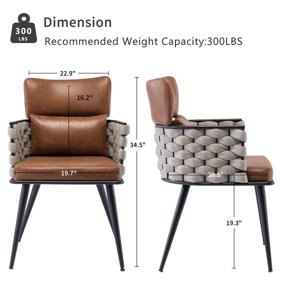 Set of 4 Faux Leather Dining Chairs with Metal Legs W4666