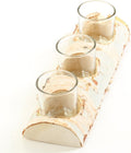10-Inch Birch Log Candle Holder with 3 Glass Candle Holders M497207