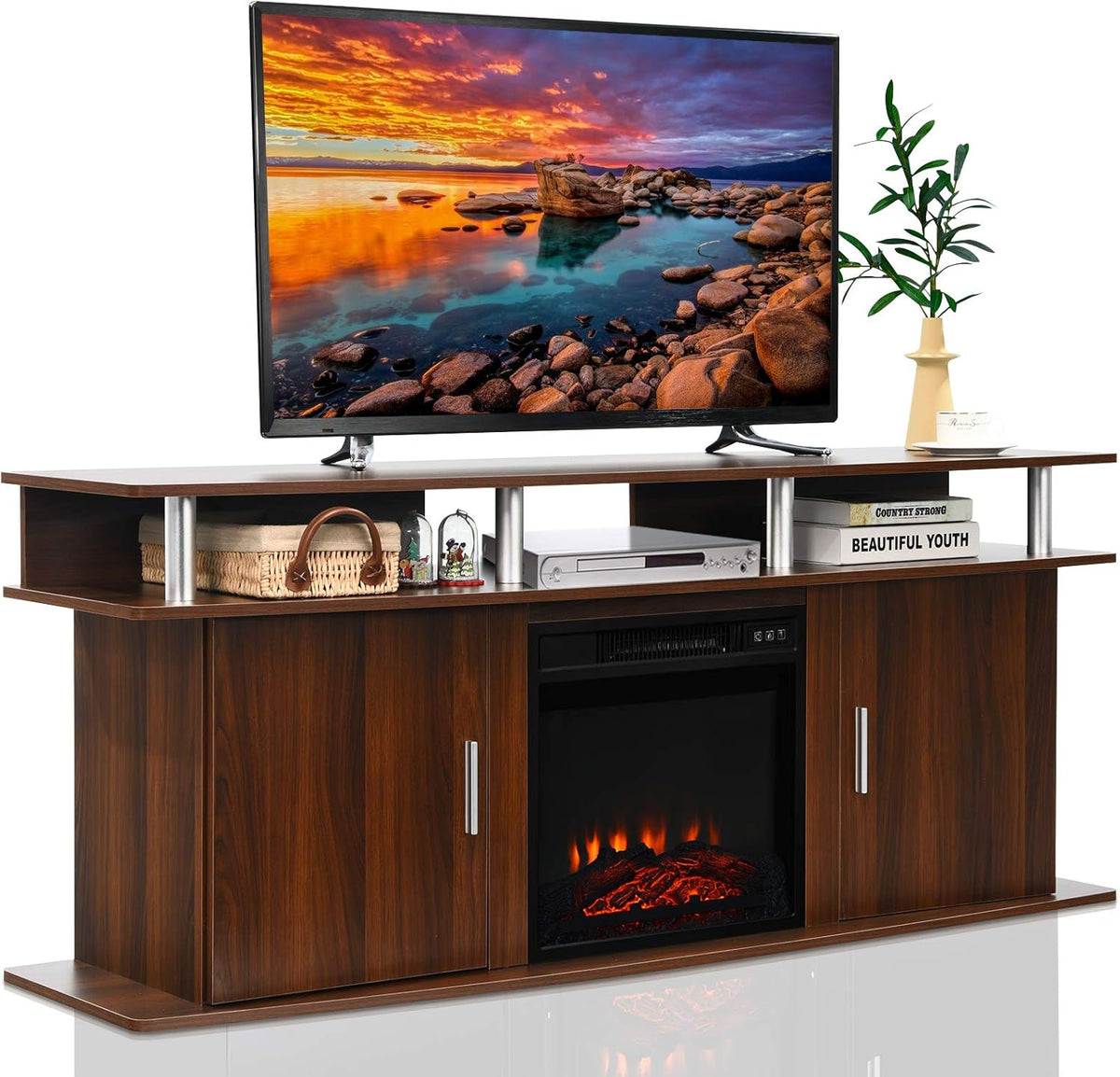 Fireplace TV Stand for TVs up to 70 Inches with 1400W Electric Fireplace P322286