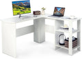 White L-Shaped Desk with Shelves X498