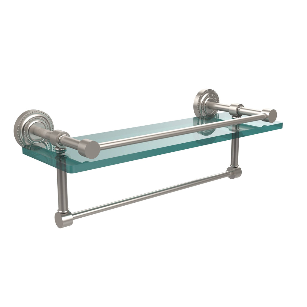 Satin Chrome Gallery Glass Shelf with Towel Bar T75411