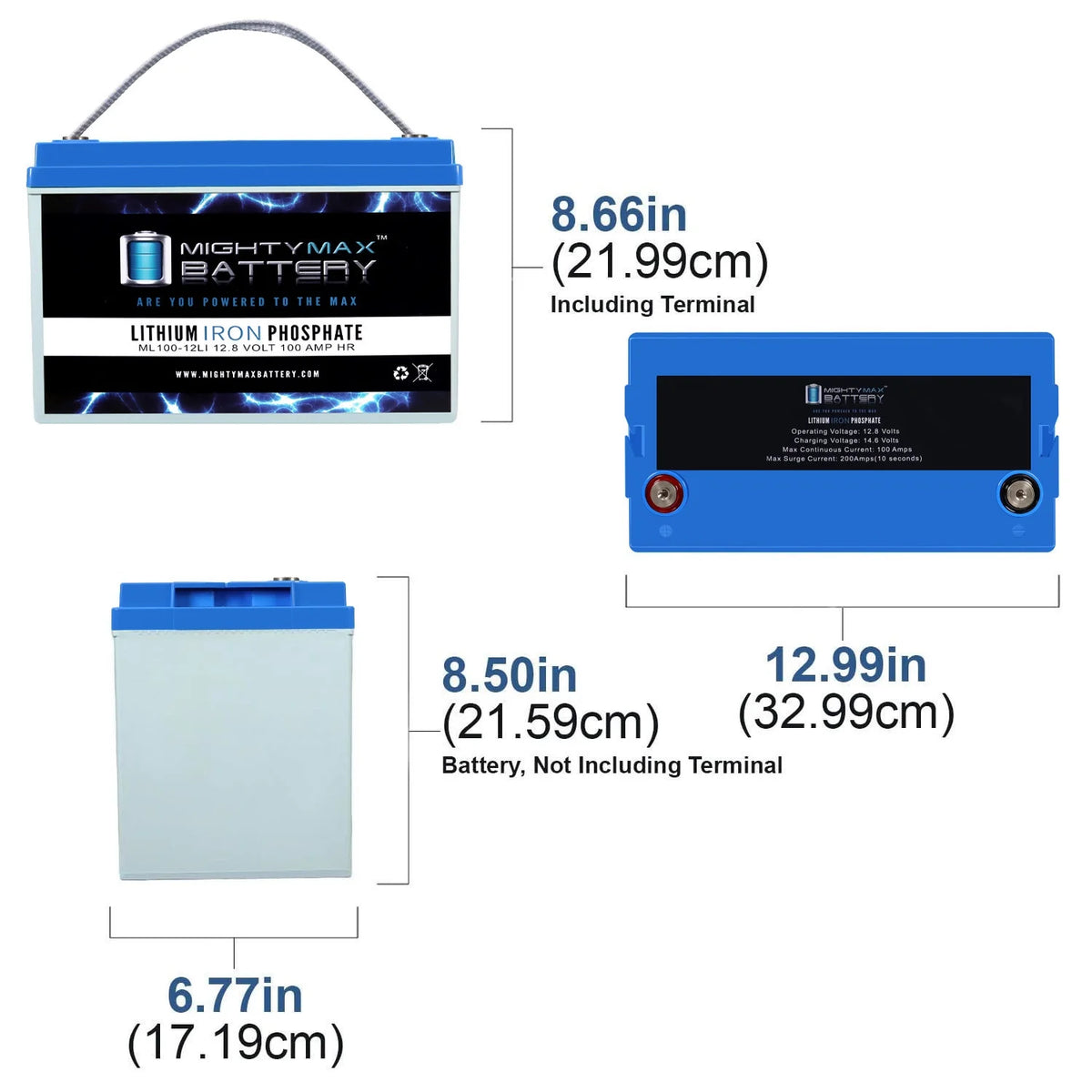 12V 100AH Lithium Replacement Battery 3 Pack L55059