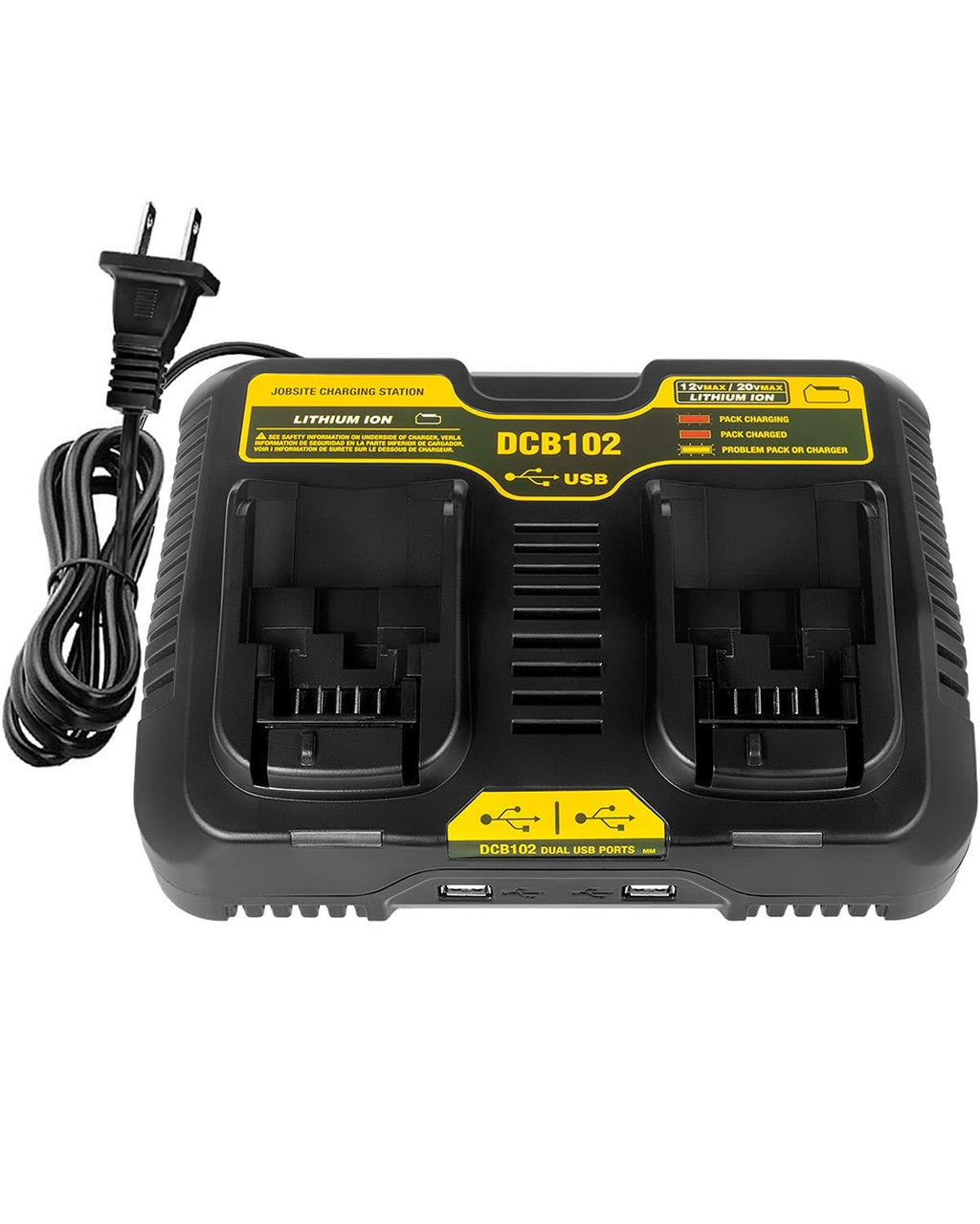 Replacement for DeWalt 12V-20V Max Li-Ion Battery Charger Dual Port Y687226