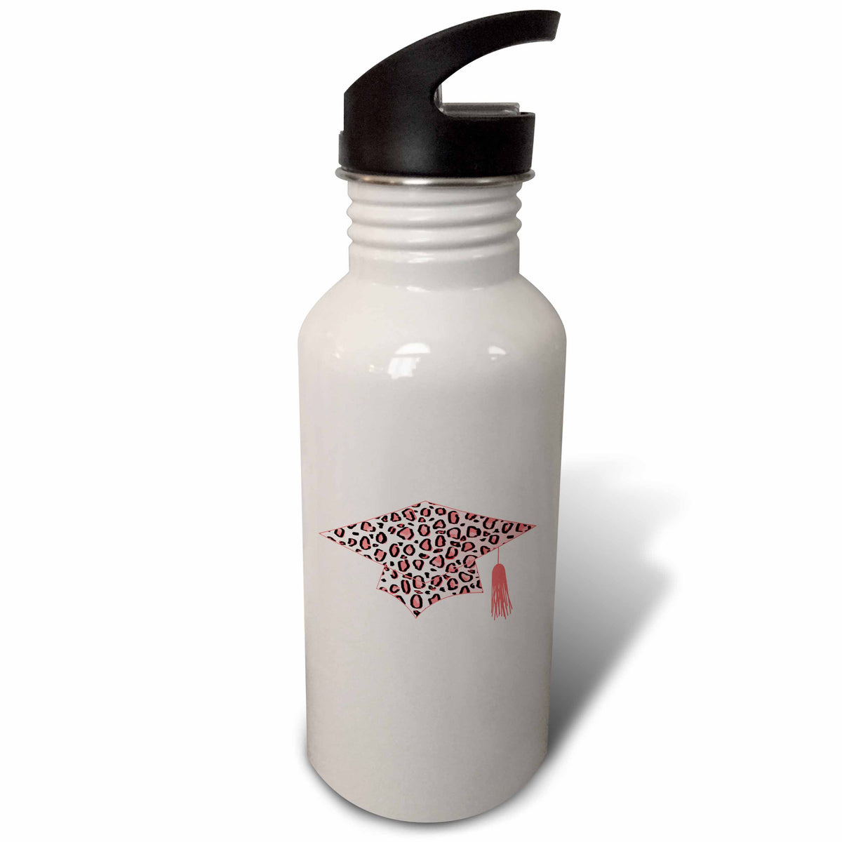 Pink Leopard Graduation Hat with Tassel 21 oz Sports Water Bottle F1726
