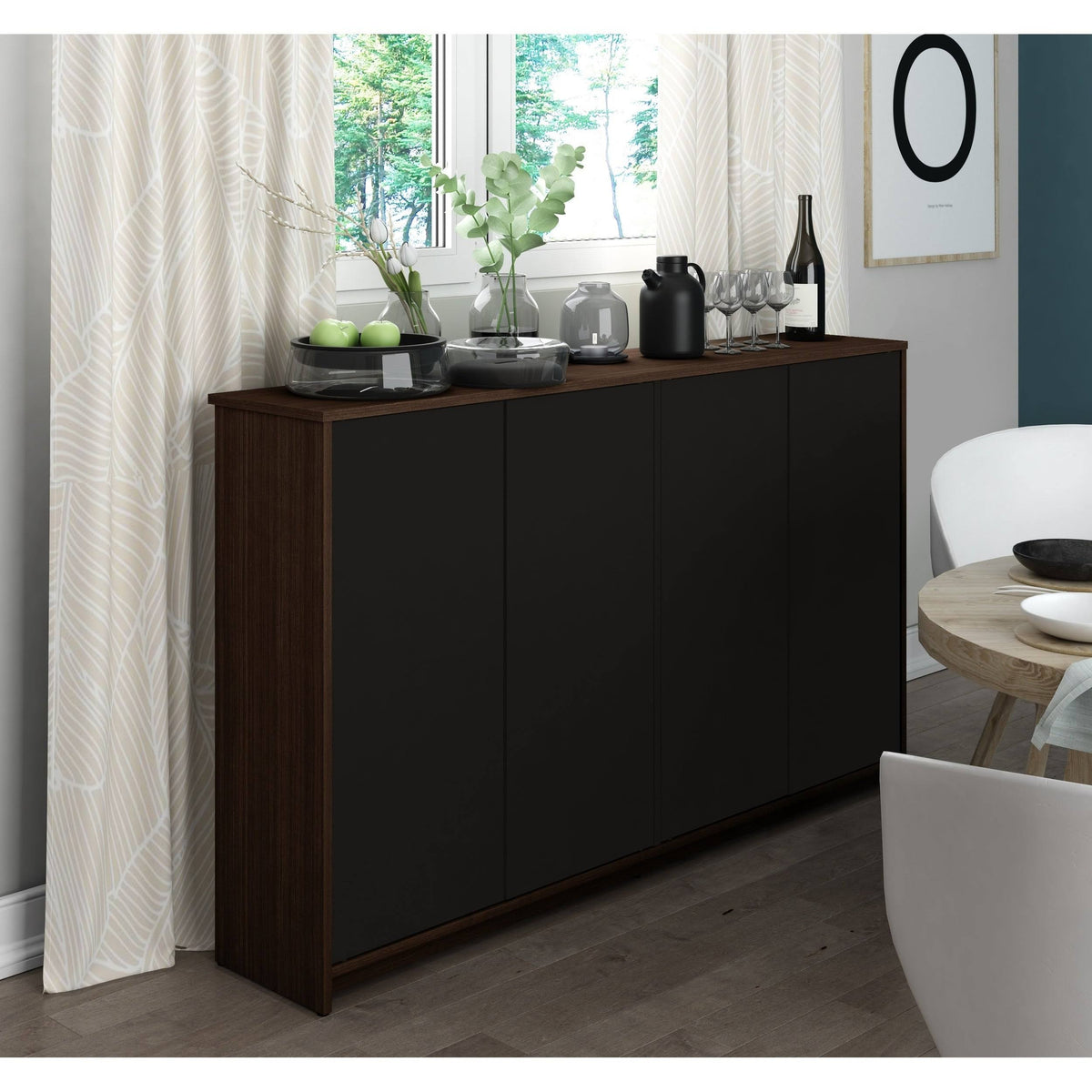 4 Door Storage Cabinet, Bark Gray/White B601