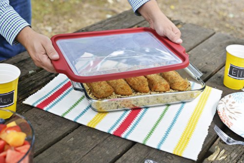 3-quart Glass Baking Dish with Airtight Lid, Cherry Red K10290